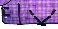 Couverture d'été respirante en maille PVC de haute qualité, personnalisable OEM, portable, confortable, durable, imperméable, de couleur violette, en forme de U, pour dressage.