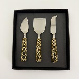Ensemble d'outils à fromage en acier inoxydable de style nouveau, manche plaqué or, couteaux à fromage, couteau à gâteau et ensemble à fromage, vente en gros à bas prix - Product Image 6