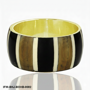 Handcrafted Brass & Natural Horn <b>Bangle</b> <b>Bracelet</b> Striped Boho Statement Jewelry Gift For her - Product Image 5