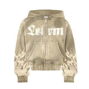 Acid wash Heavyweight Women <b>Hoodie</b> Full Zip Women Oversize Logo Embroidered Cotton Women <b>Hoodie</b> - Product Image 3
