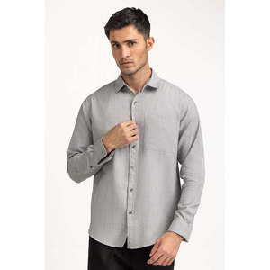 เสื้อเชิ้ตผู้ชายลำลองเนื้อผ้าทอลายก้างปลา รุ่น MN-CS-WS24-009 ย้อมสีพื้น ผ้ากันยับ เหมาะสำหรับใส่ทำงาน - Product Image 4