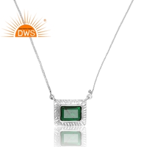 Último diseño de plata esterlina doblete zambiano Esmeralda cuarzo piedra preciosa colgante collar joyería personalizada para mujer regalo para ella - Product Image 4