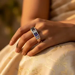 Women's <b>Statement</b> Fashion <b>Ring</b> with Gemstones Silver Jewelry - Product Image 1