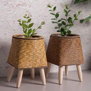 Best Selling Metal Bamboo Handmade Rattan Large Plant <b>Pots</b> <b>Planters</b> Indoor Outdoor Garden Tall <b>Planter</b> <b>Pots</b> Rattan Basket - Product Image 3