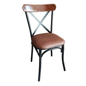 GCF002 Industrial Style Restaurant Furniture Iron Frame Cafe <b>Chair</b> with Wood Seat Brown <b>Padded</b> Bottom Gh n Comfortable Dcor - Product Image 1