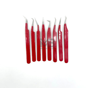 Pince à épiler pour extension de cils en acier inoxydable japonais couleur rose clair enduit - Product Image 4