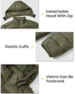 Blouson d'hiver unisexe VENUS MODE à capuche, matelassé, décontracté, respirant, imperméable, réversible, écologique, utilitaire, avec logo frontal, fin - Product Image 6