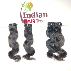 Extensions de cheveux humains vierges noirs 100% naturels non traités, alignés aux cuticules, de type Bodywave, provenant de temples indiens, fabriquées en lots - Product Image 4