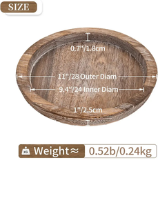 Bandeja de servicio redonda de tamaño personalizado de calidad superior, madera de mango macizo para hoteles, restaurantes, uso doméstico - Product Image 3