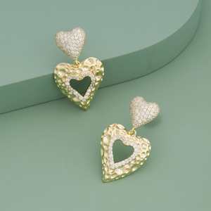 Drop Earrings for Party <b>Heart</b>-shaped Religious Zinc Alloy Copper Geometric Design - Product Image 1