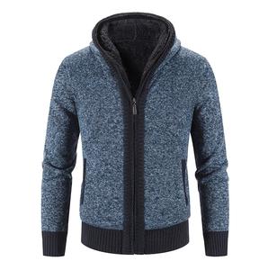 Pull-over homme respirant et confortable, coupe décontractée, couleur unie, à capuche et fermeture éclair, en laine, chaud et tricoté. - Product Image 1
