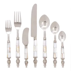 Stainless Steel Cutlery Set With Mother Of Pearl Handles Trending Design Handmade Restaurant Cutlery Set From India