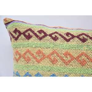 Coussin de traversin amovible et lavable en laine jaune à motifs géométriques vintage, antidérapant et écologique 12x24 pouces Coussin décoratif - Product Image 2