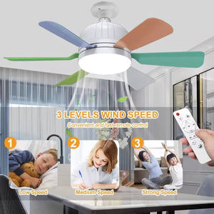 Plafonnier LED moderne 2-en-1 avec télécommande, 5 pales, moteur AC/DC, corps en plastique - Ventilateur et éclairage pour chambre et cuisine - Product Image 1