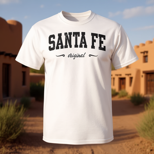 T-shirt originale Santa Fe bianca da uomo, girocollo, manica corta, in cotone, abbigliamento promozionale - Product Image 3