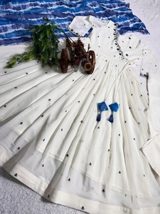 Robe Anarkali FULPARI Premium Teal Black, Kurti à fleurs pour femmes, entièrement cousue, robe de soirée Anarkali, robe Anarkali Kurti - Product Image 2