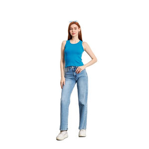 À la mode sans manches Gym course entraînement débardeur pour femmes sans manches coton gymnastique côtelé tricoté femmes débardeurs OEM - Product Image 2