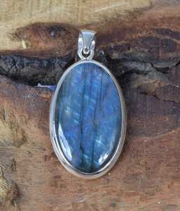 Pendentif en argent sterling 925 labradorite bleu flash de créateur fait à la main Vintage forme ovale pierres précieuses bijoux fins pendentifs et breloques - Product Image 2