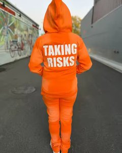 Sudadera con capucha y pantalones de chándal para hombre con hombros caídos de peso pesado de alta calidad fabricante Hip Hop Y2k chándales bordados desgastados - Product Image 3