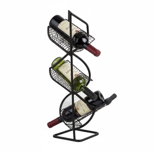 Porte-bouteilles de vin en métal noir au design incroyable, porte-bouteilles et porte-verres industriels, décoration de table, porte-bouteilles de vin - Product Image 1