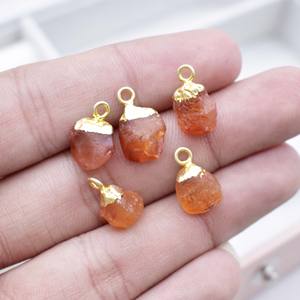 Pendentif en cristal de cornaline brut fait à la main, charme en pierre précieuse électro-plaquée, pierre d'énergie de guérison naturelle, fournitures de fabrication de bijoux bohèmes - Product Image 5