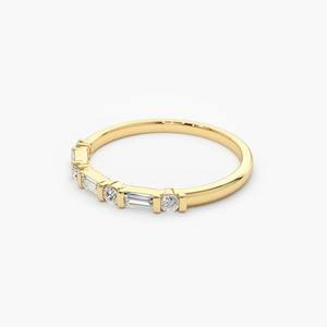 GIA certificado 0,27 CTW Baguette corte diamantes naturales Ajuste de puntas oro rosa alternante media eternidad boda diamante joyería - Product Image 4