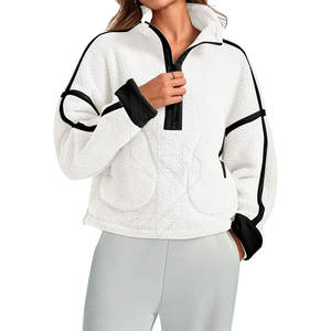 Sweat-shirt en polaire sherpa décontracté pour femme, col rabattu, respirant, streetwear d'hiver, avec logo sur le devant, couleurs personnalisées - Product Image 2