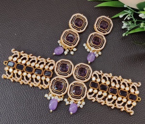 Monalisa Cutting Stone Moissanite polki Necklace <b>Set</b> Monalisa <b>Beads</b> Premium Quality <b>Set</b> Ideal For Party Wear, Festive Occasions - Product Image 5