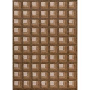 พรมขนสัตว์ทอมือลายเรขาคณิตสีเบจและสีน้ำตาลคลาสสิก รูปทรงสี่เหลี่ยมผืนผ้า สำหรับห้องนั่งเล่นหรือห้องนอน-รุ่น ADWL-13024 - Product Image 1