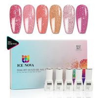 ICE NOVA vente en gros de marque privée à haute teneur en pigments couleur pêche Nail Art Gel à paillettes Ensemble de vernis à ongles en gel de couleur nude