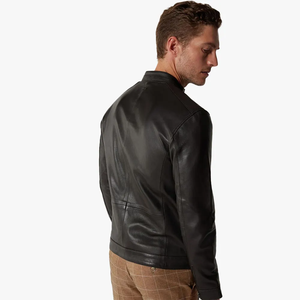 Chaqueta de cuero ajustada Bomber marrón para hombre Chaqueta de cuero para hombre en color marrón intenso - Product Image 5