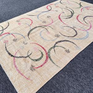 พรมวินเทจสไตล์ตุรกี ขนาด 0.5x10.1 ฟุต สีเบจ ลายดอกไม้ ทำจากขนสัตว์ - Product Image 2