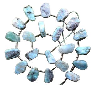 ลูกปัดอัญมณีลาริมาร์สีน้ำเงิน21ชิ้นรูปทรงไม่สม่ำเสมอตามธรรมชาติพร้อมสว่านเจาะด้านบนหยาบสำหรับการทำเครื่องประดับ - Product Image 1