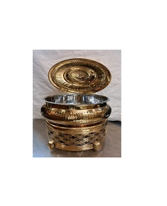 ชามอุ่นอาหารแอลกอฮอล์ทองเครื่องใช้บนโต๊ะอาหารสเตนเลสสตีลสำหรับบุฟเฟ่ต์เตาอาร์ตเดคโคดีไซน์ทนทานสำหรับร้านอาหาร - Product Image 1