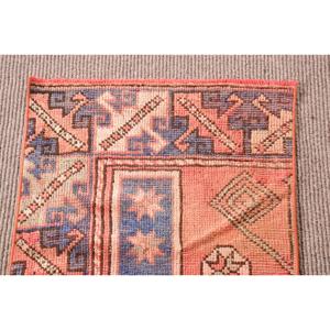 1.9x6 ft <b>Runner</b> Vintage Rug, Turkish Rug, <b>Red</b> Blue Camouflage Wool Rug - Product Image 5