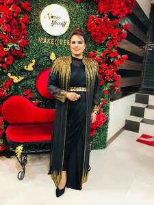 Premium Handmade Women's Kimono <b>Cardigan</b> <b>Shrug</b> High Front Open Abaya Holidays Parties Hand Embroidered Summer Look Indian - Product Image 5