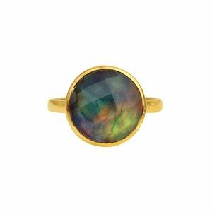 Anillo de Plata de Ley 925 Más Vendido, Estilo Vintage para Mujer, con Cabujón de 12 mm, Piedra Preciosa de Concha de Abulón Multicolor, Chapado en Oro, Joyería al por Mayor - Product Image 1