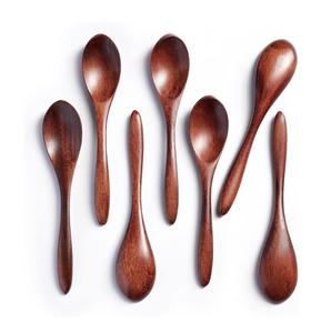 Cucharas de madera asiáticas naturales hechas a mano de 7 pulgadas para sopa Café Ensalada Postres Chips Snacks Cereal - Product Image 6