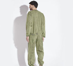 Chándal lavado con ácido pesado de alta calidad, conjunto de sudadera y pantalones de chándal Vintage, diseño personalizado, conjunto de 2 piezas lavado con ácido Unisex - Product Image 4