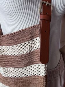 Bolso de hombro tejido para mujer con correa de cuero, bolso tote de punto elegante e informal, bolso de ganchillo a la moda - Product Image 6