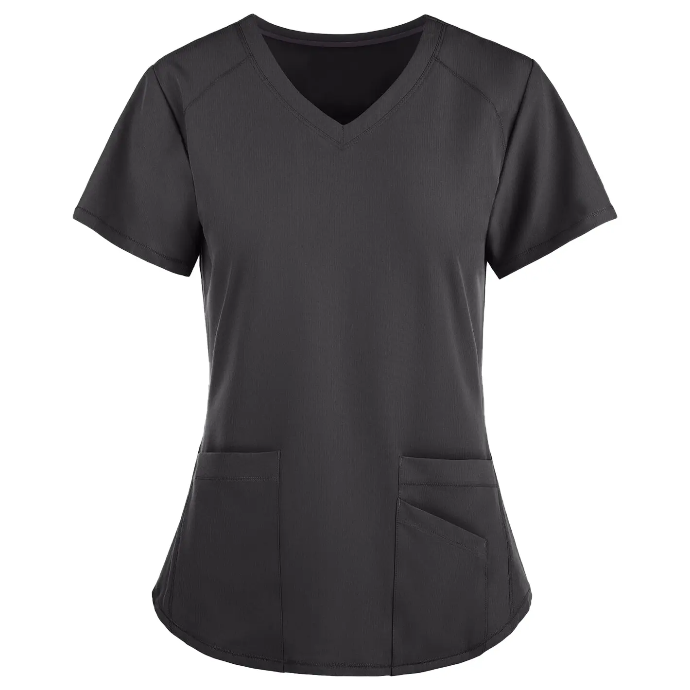 Conjuntos personalizados de uniformes médicos elásticos para mujer, conjuntos de uniformes personalizados de enfermería con cuello en V, envoltura simulada de tela suave, venta OEM