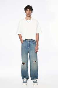 Cheap Street Wear <b>Stack</b> Denim Pants Cotton Baggy Stacked Jeans Men Long Straight Pants Washed Wide Leg Trousers for Man - Product Image 4