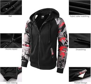 Pull pour homme Fermeture éclair surdimensionnée Unisexe Poids lourd 100% Coton Polaire Noir Fermeture éclair complète personnalisée Blank Full Face Zip Hoodie pour homme - Product Image 3