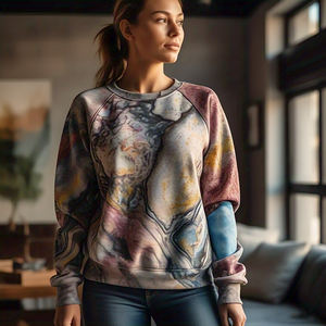 2025 Women Sublimation Sweatshirts Jogger Heavyweight <b>Fleece</b> Graphic Print Sweat Shirts Ladies - Product Image 1