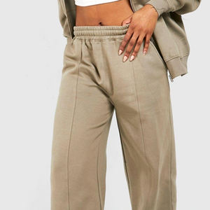 Ensemble survêtement femme deux pièces couleur unie avec sweat à capuche court zippé ajustable et pantalon – Nouvelle collection 2026 de haute qualité - Product Image 3