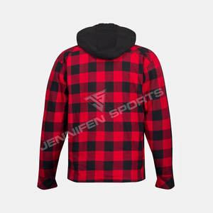 Chemise en flanelle de haute qualité pour moto avec capuche, fermeture à boutons et à glissière, poches poitrine gauche et droite, protection intérieure - Product Image 3