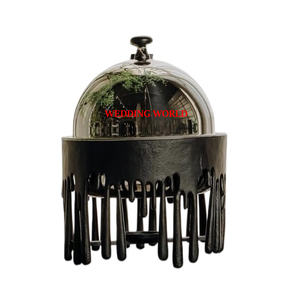 Ensemble de deux casseroles en métal de qualité supérieure avec revêtement blanc pour réchauffer les aliments forme ronde décorative fantaisie casserole en métal - Product Image 2