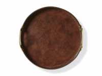 Plateau de service traditionnel plateau de service rond en cuir de haute qualité avec poignée en métal personnaliser la taille disponible à bas prix