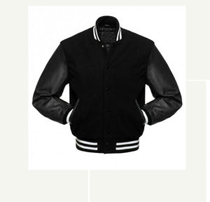 Veste universitaire de haute qualité pour homme, 100% laine, avec col montant, manches en cuir, élégante veste d'hiver avec logo sur le devant - Product Image 6