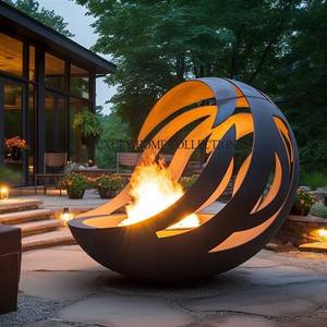 Modern sleek metal <b>fire</b> <b>pit</b> with matte black powder coating and firewood storage for elegant outdoor heating solutions - Product Image 4